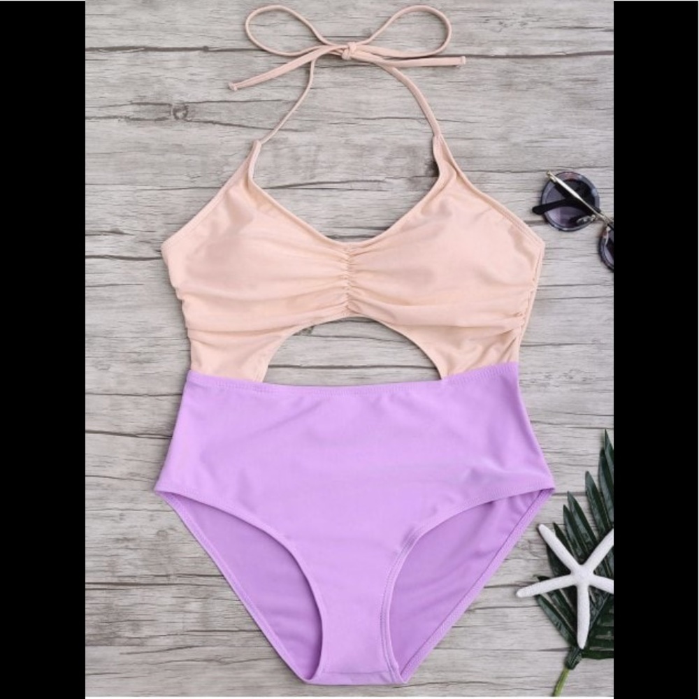 Color Block Cutout One Piece Swimsuit